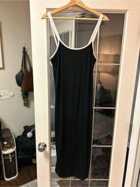 Hello Miz Maternity Ribbed Bodycon Midi Dress with Double Straps and Side Slit